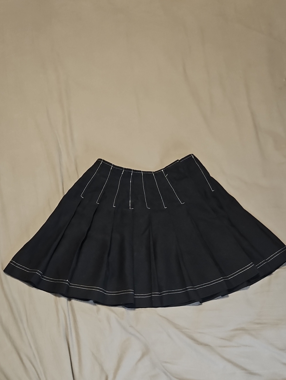 le chateau Black Circle Skirt with White Contrast Stitching